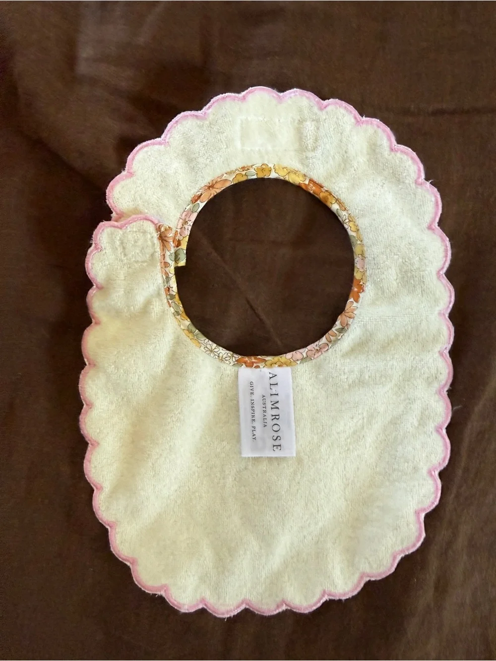Almrose Pink and Yellow Floral Scalloped Bib